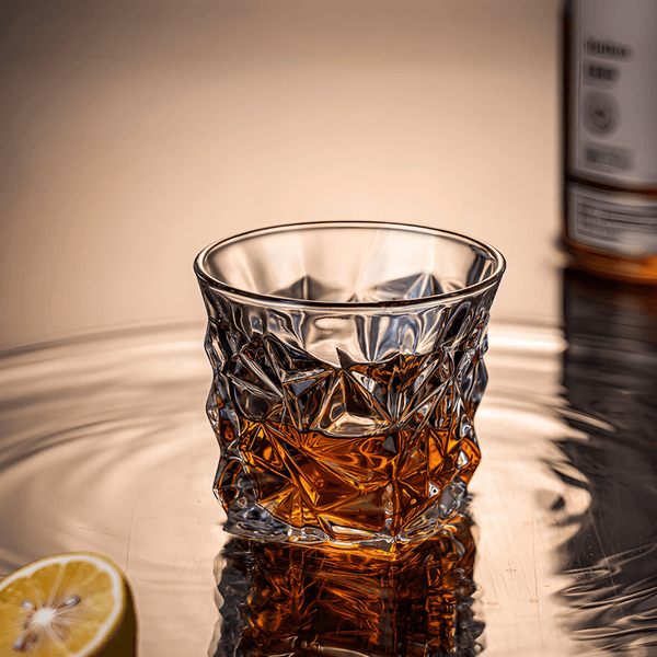 Amber faceted Japanese crystal whisky tumbler