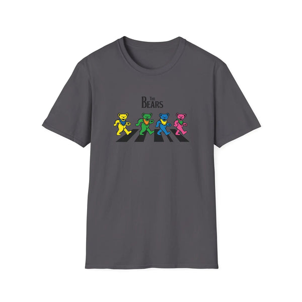 Dark grey graphic T-shirt with “The Bears” text and four colorful cartoon bear figures