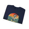 Navy crewneck sweatshirt with colorful waterski graphic front print
