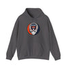 Charcoal pullover hoodie with front Detroit logo patch and kangaroo pocket