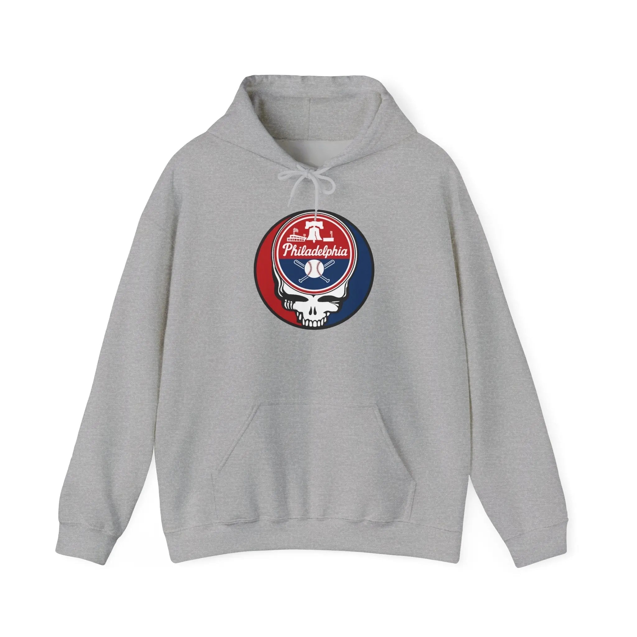 Light gray Philadelphia Phillies hoodie with kangaroo pocket and circular logo