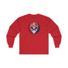 Red long sleeve t-shirt with Philadelphia Stealie logo on front chest