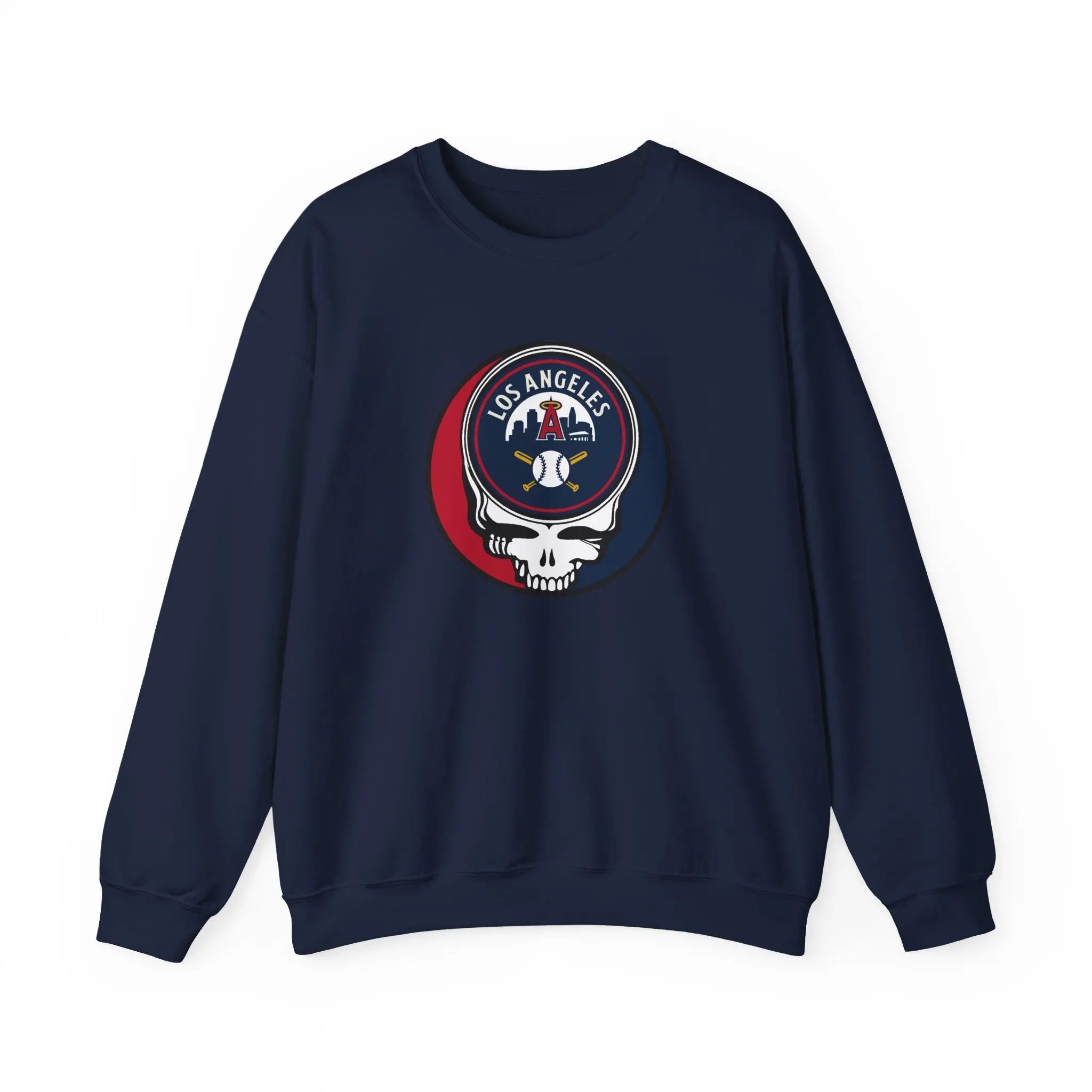 Navy crewneck sweatshirt with Los Angeles Angels Stealie logo on the chest