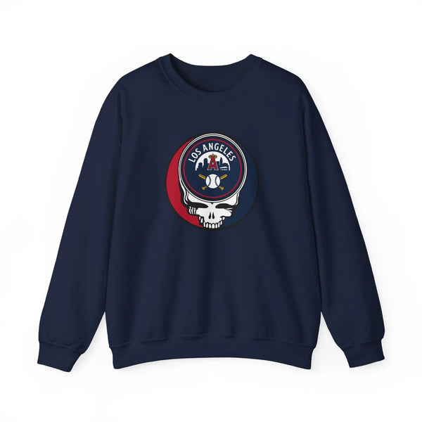 Navy crewneck sweatshirt with Los Angeles Angels Stealie logo on the chest