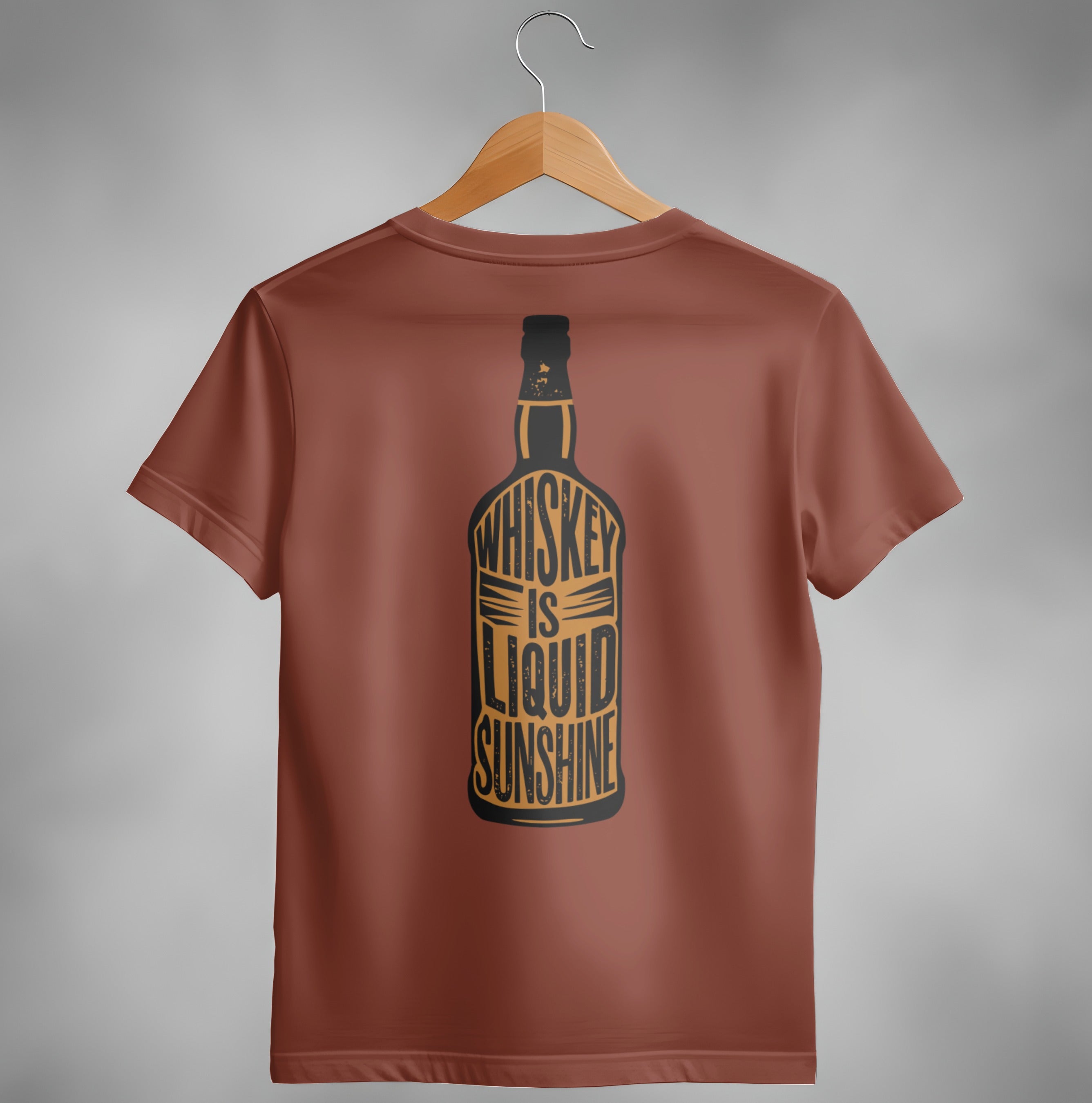 Whiskey Is Liquid Sunshine Bottle Design Graphic T-Shirt