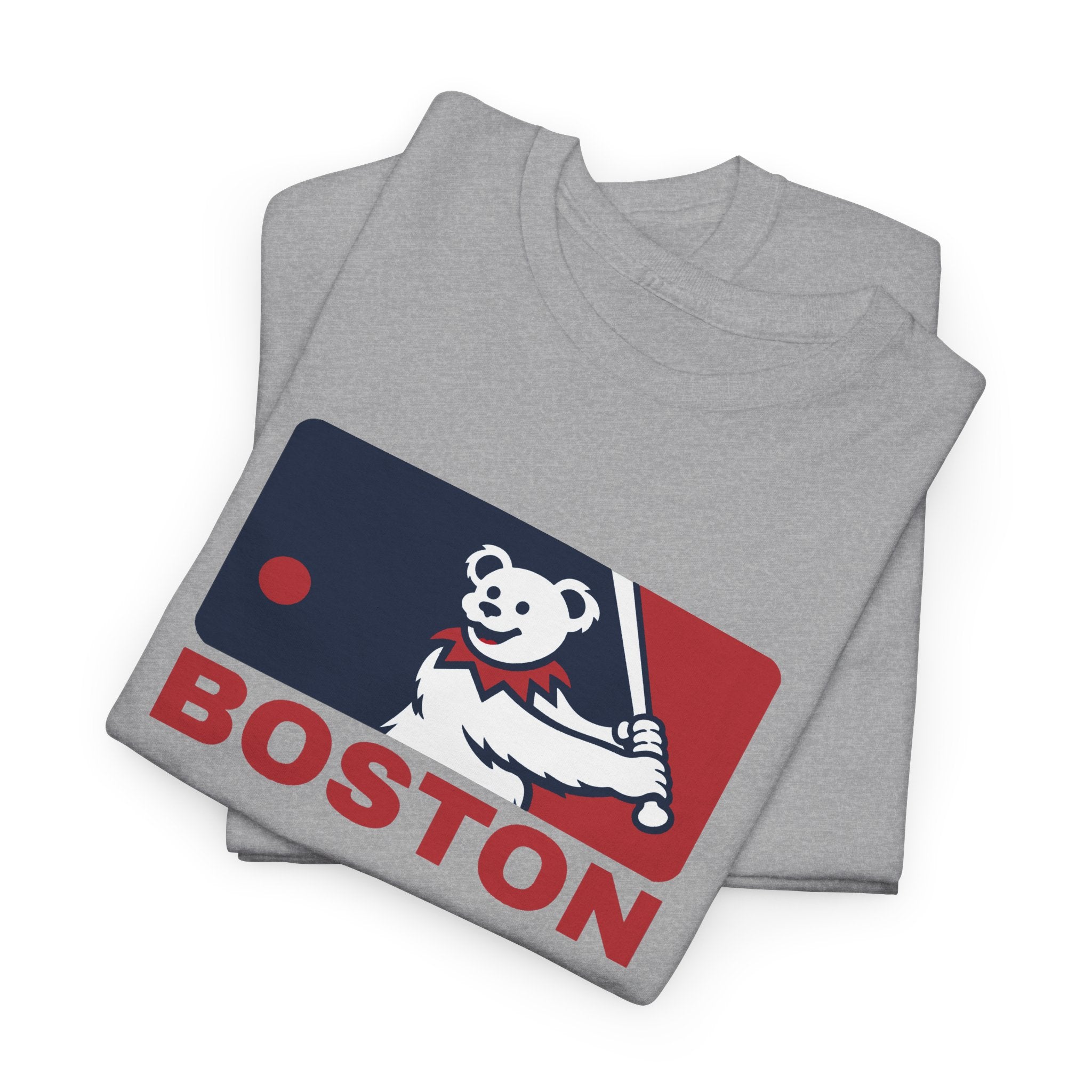 Charcoal t-shirt set with Boston bear mascot “BOSTON” logo front graphic