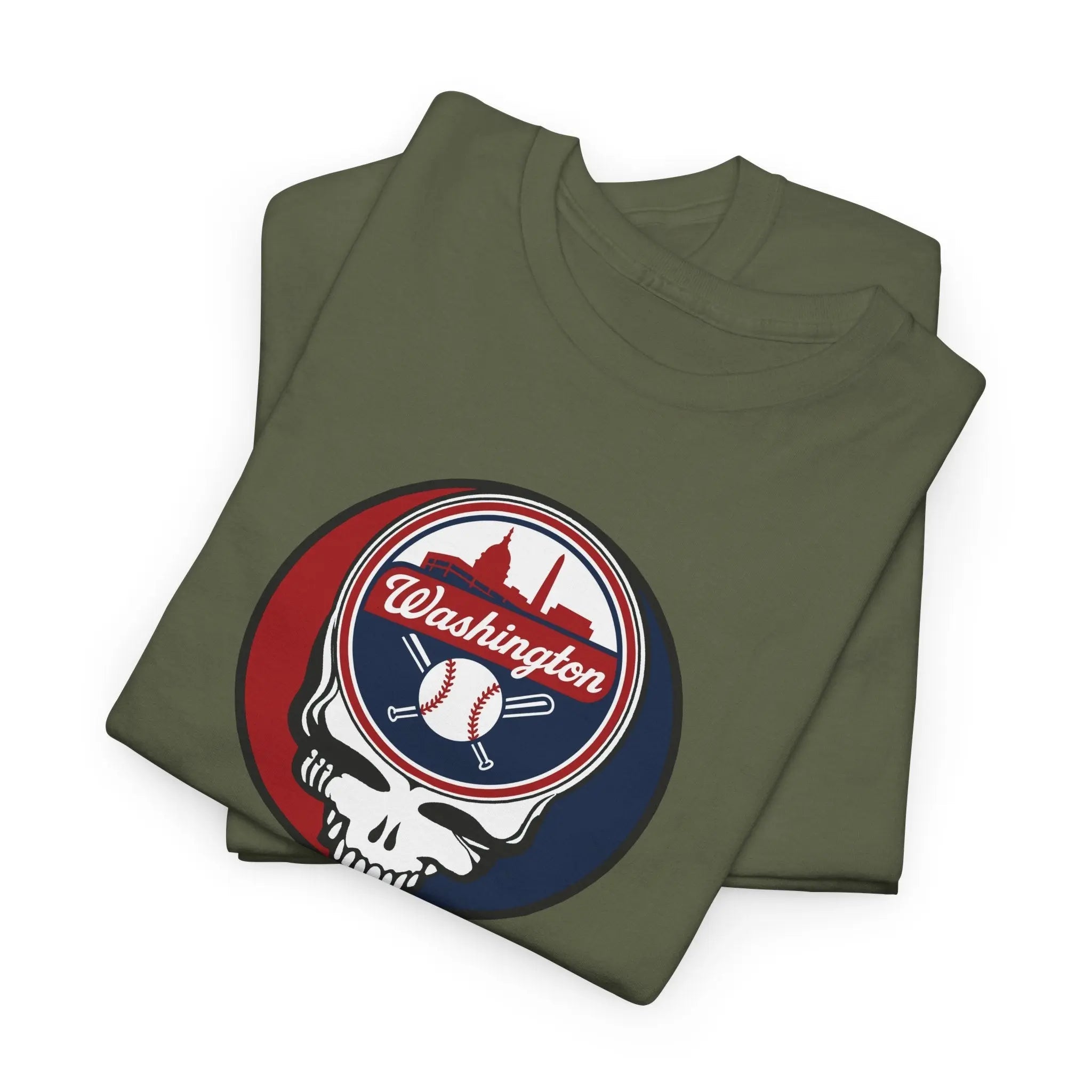 Set of olive green T-shirts with Washington Stealie graphic on the chest