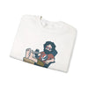 White folded crewneck sweatshirt with Jerry beer graphic on chest