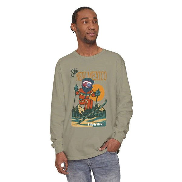 Sandstone long-sleeve graphic T-shirt with front New Mexico rider print