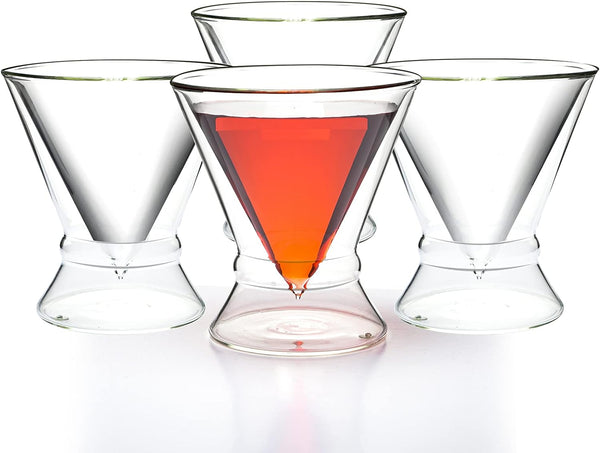 Double-Walled Stemless Martini Glasses - Set of 2/Set of 4 - 8oz For the Bar Lemonsoda Set of 4 (With Ring Base)