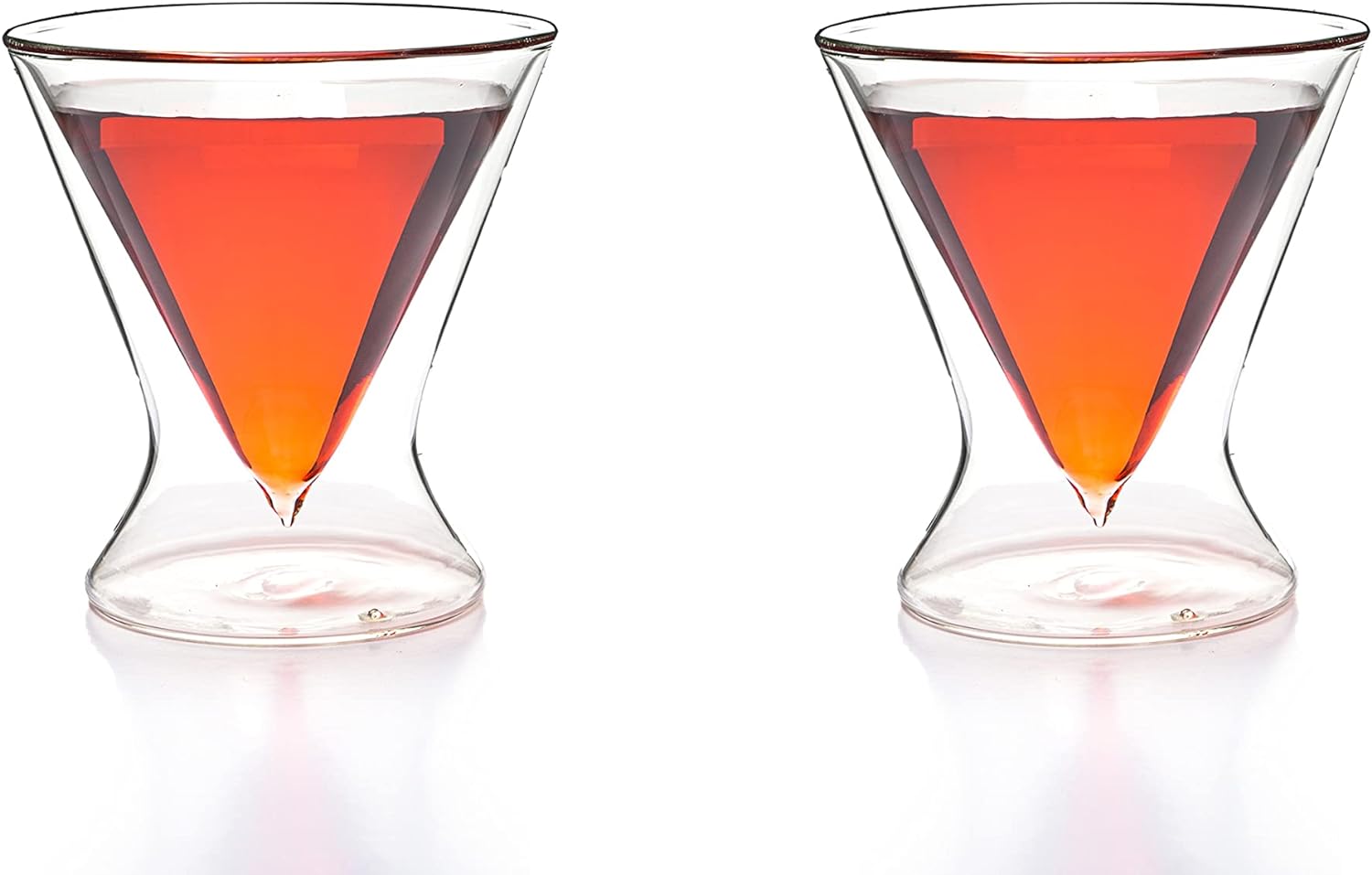 Double-Walled Stemless Martini Glasses - Set of 2/Set of 4 - 8oz For the Bar Lemonsoda Set of 2 (No Ring Base)