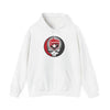 White Cincinnati Reds Stealie hoodie with hood and front skull basketball emblem