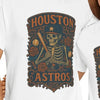 White Houston Astros graphic T-shirt with ornate skull and crest front print