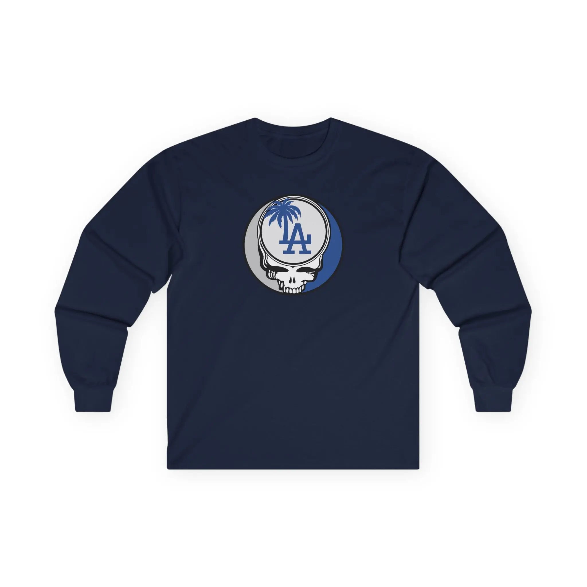 Navy long sleeve T-shirt with circular LA skull logo
