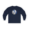 Navy long sleeve T-shirt with circular LA skull logo