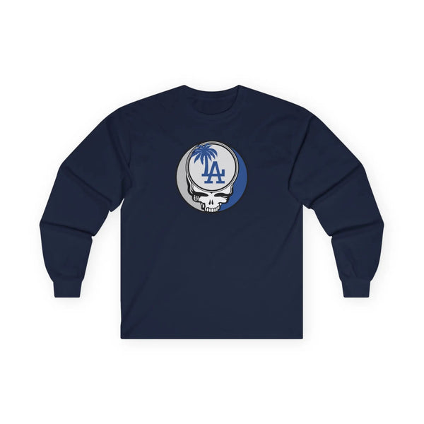 Navy long sleeve T-shirt with circular LA skull logo