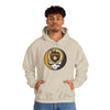 Sand pullover hoodie with hood and San Diego circular logo skull graphic
