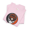 Light pink graphic T-shirt with Stealie skull Baltimore Orioles logo
