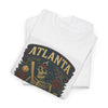 White short-sleeve T-shirt stack showing Atlanta Braves skeleton shield graphic
