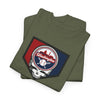 Military green T-shirt with Washington team logo and skull front graphic
