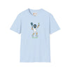 Light blue graphic T-shirt with cartoon tennis player front print