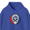 Blue heather Toronto Blue Jays pullover hoodie with hood, drawstring, and front logo