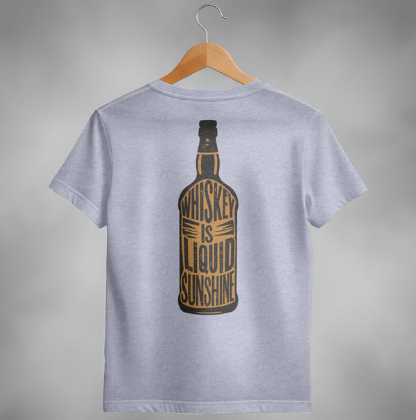Whiskey Is Liquid Sunshine Bottle Design Graphic T-Shirt