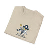 Sand crew-neck T-shirt with cartoon “NOT WORKING FROM ANYWHERE” graphic on chest