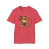 Red crewneck t-shirt with running bear holding pickleball paddle and 'Life is dead.'