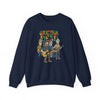 Navy crewneck sweatshirt with long sleeves and Grateful Dead band graphic