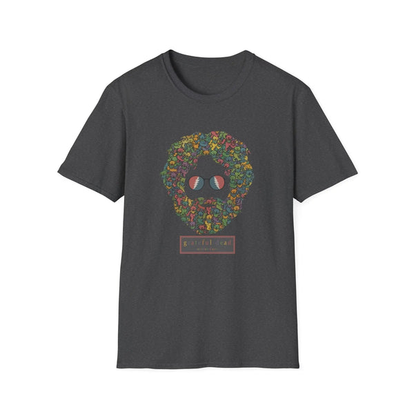 Charcoal T-shirt with colorful dancing bears face graphic on the chest.