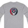 Sport gray Cleveland Guardians long-sleeve T-shirt with round Stealie skull chest logo