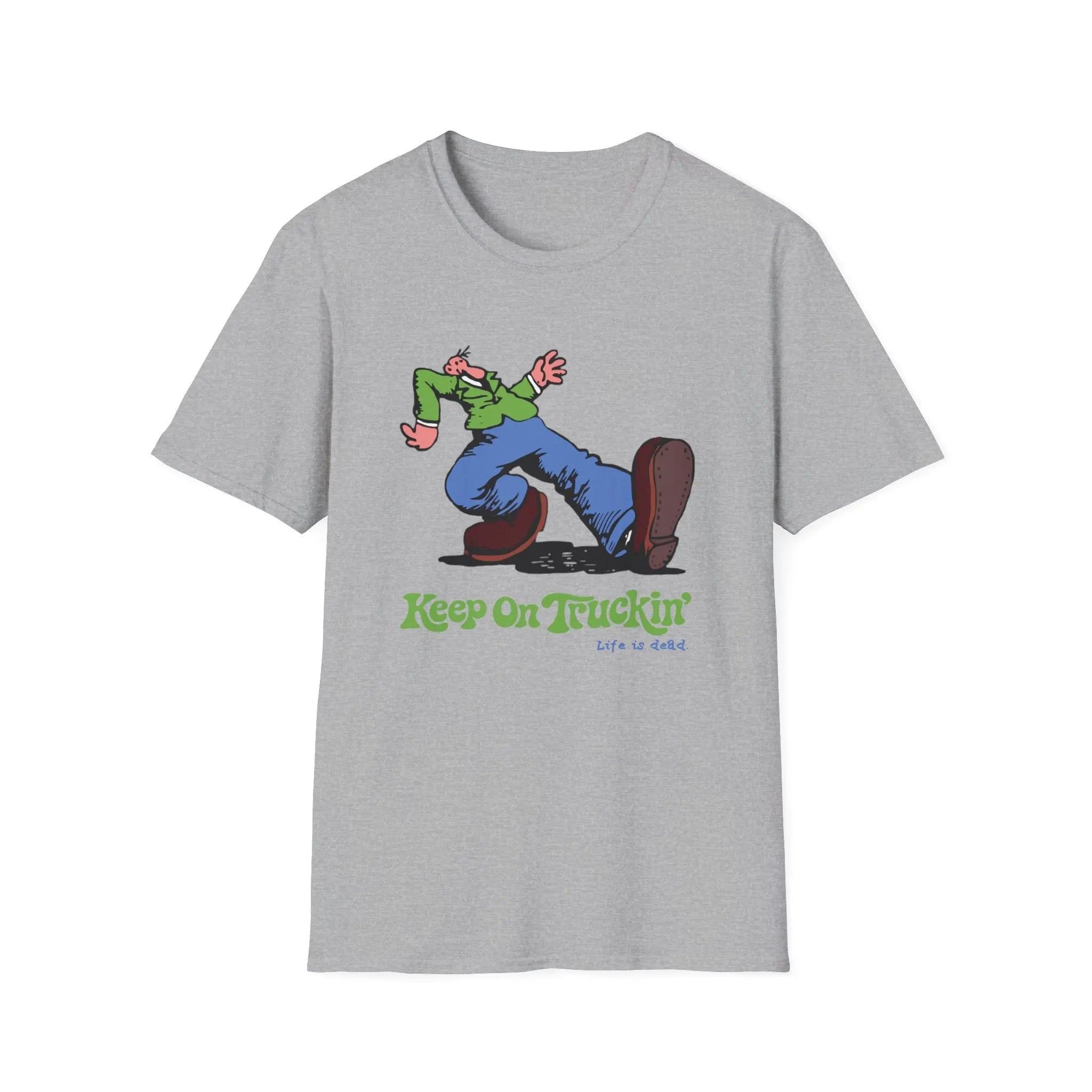 Sport gray graphic T-shirt with cartoon rider and 