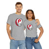 Light gray short-sleeve T-shirt with circular P skull team logo