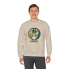 Sand crewneck sweatshirt, full front view, leprechaun Irish graphic