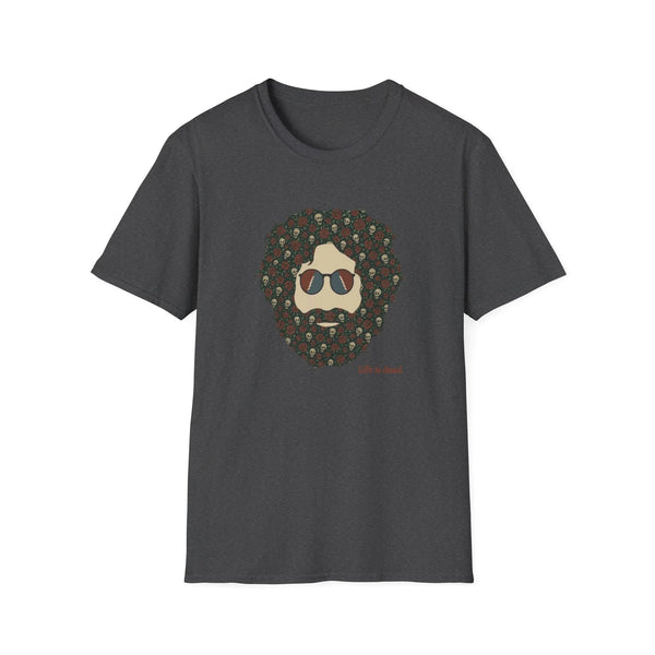 Dark heather crewneck T-shirt with bearded skull graphic front print