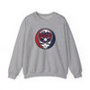 Sport grey crewneck sweatshirt with circular Boston skull logo on front