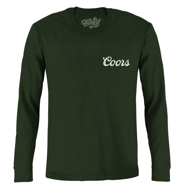 Coors Banquet Double Sided Long Sleeve Beer Logo T-Shirt - Forest Green
