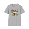 Sport grey crewneck t-shirt with running bear holding pickleball paddle and 'Life is dead.'