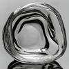 Crystal whisky glass viewed from above, clear glass with dark curved ripples.