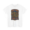 White crew-neck T-shirt with centered New York Mets skeleton crest graphic