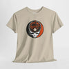 Sand crewneck graphic T-shirt featuring Baltimore skull and bird with baseball