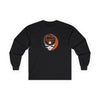 Black long-sleeve T-shirt with Stealie skull logo, centered on front