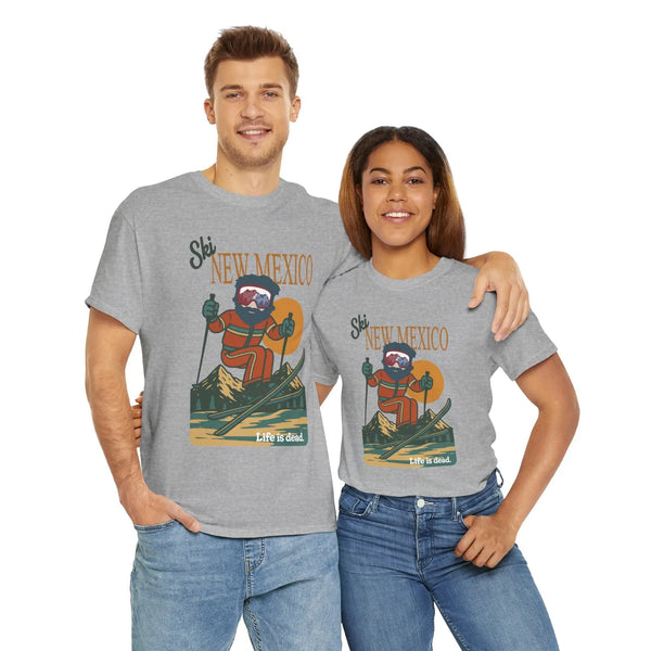 Sport grey T-shirt with Ski New Mexico retro ski graphic on the chest