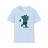 Light blue graphic T-shirt with cartoon bear golfing and 'Life is dead.' print