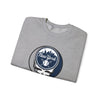 New York Yankees Stealie crewneck sweatshirt, sport grey, angled view with round skull logo