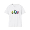 White graphic T-shirt with “The Bears” text and four colorful cartoon bear characters