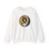 White crewneck sweatshirt with long sleeves and San Diego skull logo graphic