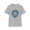 Sport grey T-shirt with blue bearded face graphic and sunglasses