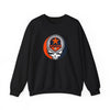Black crewneck sweatshirt with Houston Astros Stealie skull logo on front